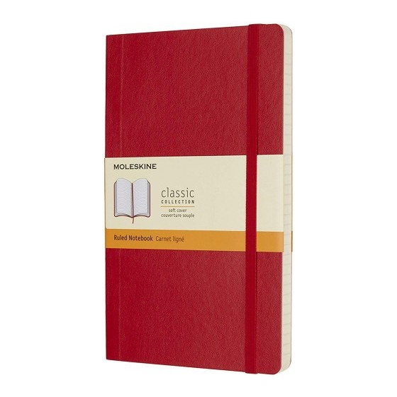 LIBRETA CLASICA TAPA BLANDA ROJO ESCARLATA L (13X21CM) RAYADA MOLESKINE QP616F2