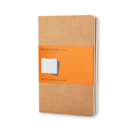 SET DE 3 LIBRETAS CAHIER MARRÓN KRAFT P (9X14CM) RAYAS MOLESKINE QP411