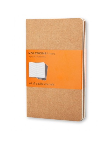 SET DE 3 LIBRETAS CAHIER MARRÓN KRAFT P (9X14CM) RAYAS MOLESKINE QP411