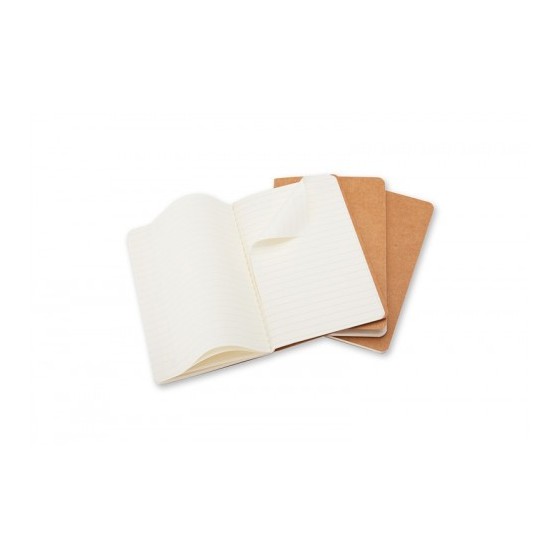 SET DE 3 LIBRETAS CAHIER MARRÓN KRAFT P (9X14CM) RAYAS MOLESKINE QP411