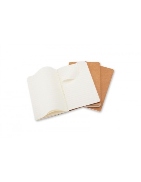 SET DE 3 LIBRETAS CAHIER MARRÓN KRAFT P (9X14CM) RAYAS MOLESKINE QP411
