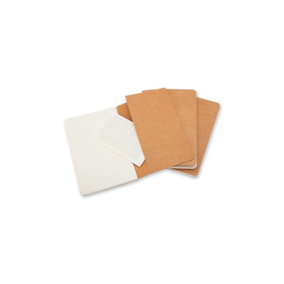 SET DE 3 LIBRETAS CAHIER MARRÓN KRAFT P (9X14CM) RAYAS MOLESKINE QP411