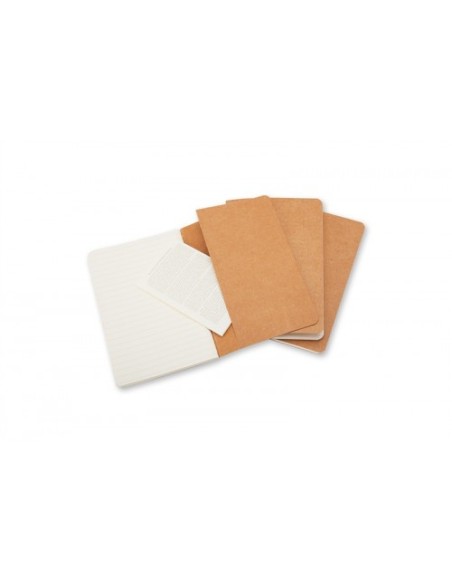SET DE 3 LIBRETAS CAHIER MARRÓN KRAFT P (9X14CM) RAYAS MOLESKINE QP411
