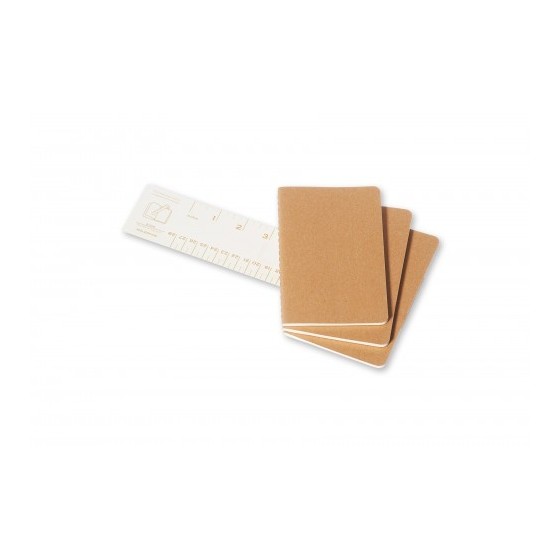 SET DE 3 LIBRETAS CAHIER MARRÓN KRAFT P (9X14CM) RAYAS MOLESKINE QP411