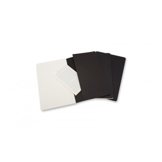 SET DE 3 LIBRETAS CAHIER NEGRAS P (9X14CM) RAYAS MOLESKINE QP311