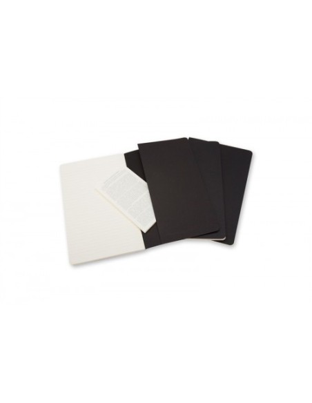 SET DE 3 LIBRETAS CAHIER NEGRAS P (9X14CM) RAYAS MOLESKINE QP311