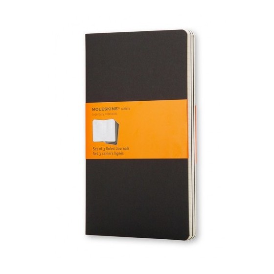 SET DE 3 LIBRETAS CAHIER NEGRAS L (13X21CM) RAYAS MOLESKINE QP316