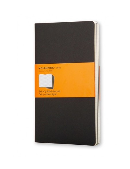 SET DE 3 LIBRETAS CAHIER NEGRAS L (13X21CM) RAYAS MOLESKINE QP316