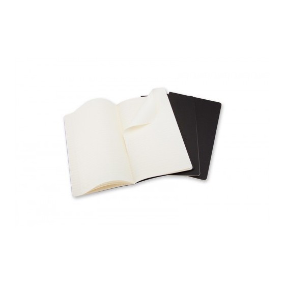SET DE 3 LIBRETAS CAHIER NEGRAS L (13X21CM) RAYAS MOLESKINE QP316