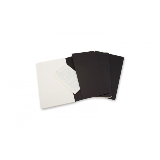 SET DE 3 LIBRETAS CAHIER NEGRAS L (13X21CM) RAYAS MOLESKINE QP316
