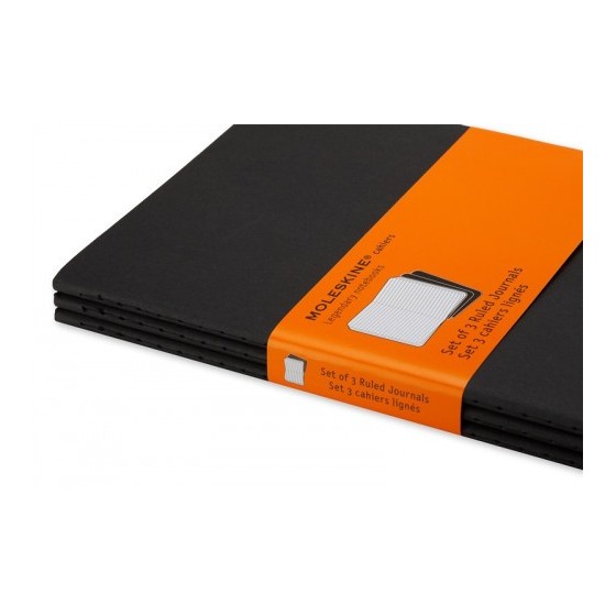 SET DE 3 LIBRETAS CAHIER NEGRAS L (13X21CM) RAYAS MOLESKINE QP316