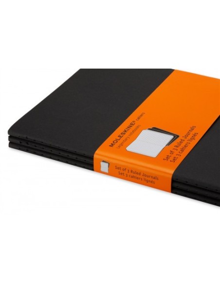 SET DE 3 LIBRETAS CAHIER NEGRAS L (13X21CM) RAYAS MOLESKINE QP316