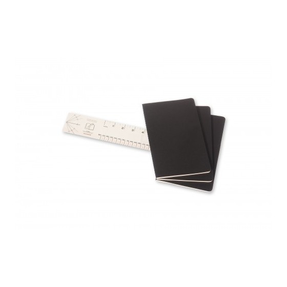 SET DE 3 LIBRETAS CAHIER NEGRAS L (13X21CM) RAYAS MOLESKINE QP316