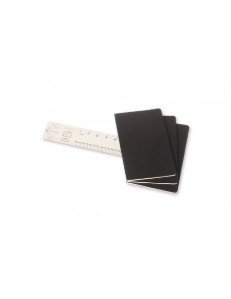 SET DE 3 LIBRETAS CAHIER NEGRAS L (13X21CM) RAYAS MOLESKINE QP316