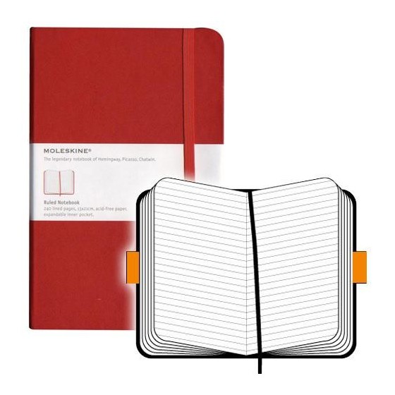 LIBRETA CLASICA TAPA DURA ROJA L (13X21CM) RAYADA MOLESKINE QP060R
