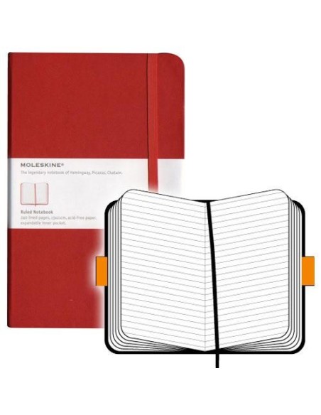 LIBRETA CLASICA TAPA DURA ROJA L (13X21CM) RAYADA MOLESKINE QP060R