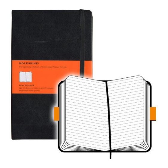 LIBRETA CLASICA TAPA DURA NEGRA L (13X21CM) RAYAS MOLESKINE QP060