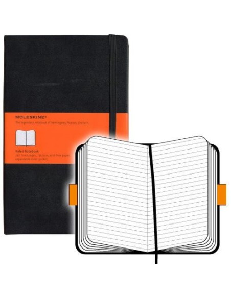LIBRETA CLASICA TAPA DURA NEGRA L (13X21CM) RAYAS MOLESKINE QP060