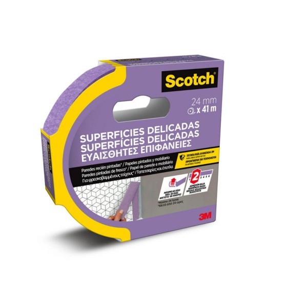 ROLLO CINTA ADHESIVA DE ENMASCARAR PINTOR SUPERFICIES DELICADAS 24MM X 41M SCOTCH 7100324370