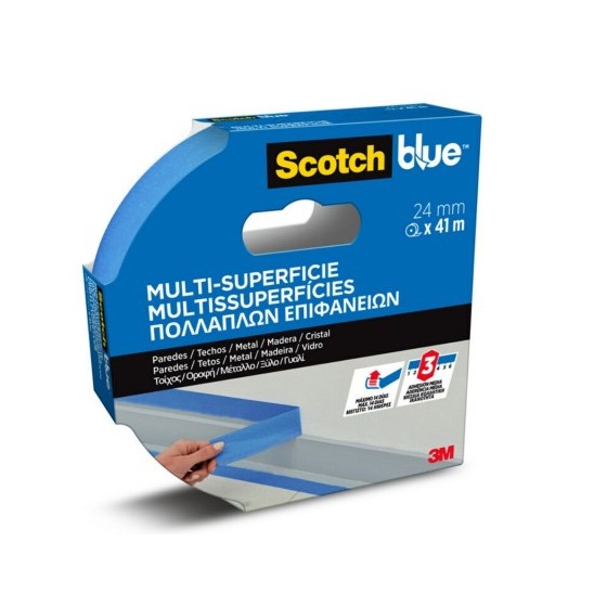 ROLLO CINTA ADHESIVA DE ENMASCARAR PINTOR SCOTCHBLUE MULTISUPERFICIE 24MM X 41M SCOTCH 7100289922