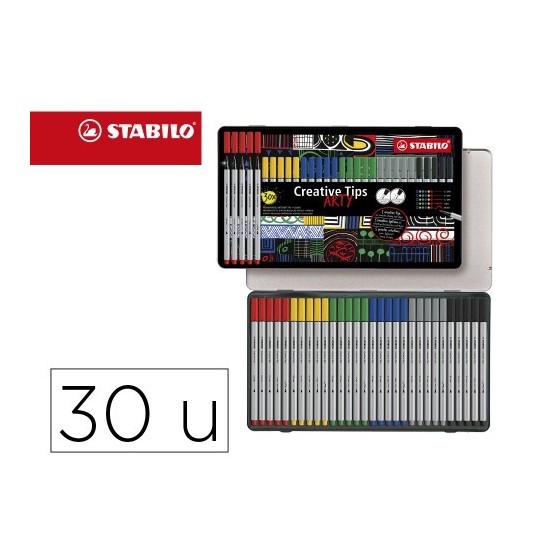 ESTUCHE METAL CREATIVE TIPS - ARTY PASTEL 30 UDS.1 UD. C/PUNTA 34,60,47,26,95,46. NOV. ENE. 2024 STABILO 89/30-6-2-20