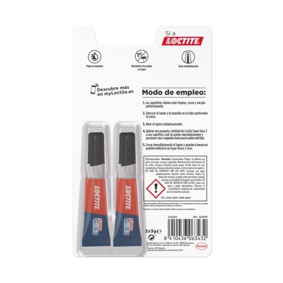LOCTITE SUPERGLUE-3 ORIGINAL DUO 2X3 BL 3GR+3GR LOCTITE 2640781