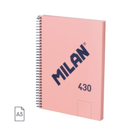 CUADERNO A5 CON ESPIRAL Y TAPA DURA, 80 HOJAS BLANCAS DE 95 GR/M, COLECCIÓN 430 SINCE 1918, ROSA MILAN 57151E80P