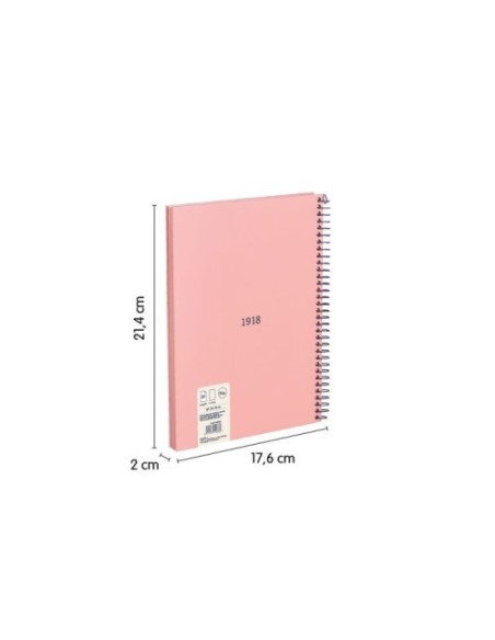 CUADERNO A5 CON ESPIRAL Y TAPA DURA, 80 HOJAS BLANCAS DE 95 GR/M, COLECCIÓN 430 SINCE 1918, ROSA MILAN 57151E80P