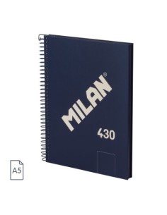 CUADERNO A5 CON ESPIRAL Y TAPA DURA, 80 HOJAS BLANCAS DE 95 GR/M, COLECCIÓN 430 SINCE 1918, AZUL MILAN 57151E80B