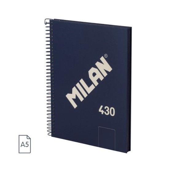 CUADERNO A5 CON ESPIRAL Y TAPA DURA, 80 HOJAS BLANCAS DE 95 GR/M, COLECCIÓN 430 SINCE 1918, AZUL MILAN 57151E80B