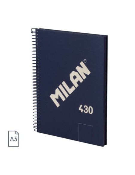 CUADERNO A5 CON ESPIRAL Y TAPA DURA, 80 HOJAS BLANCAS DE 95 GR/M, COLECCIÓN 430 SINCE 1918, AZUL MILAN 57151E80B