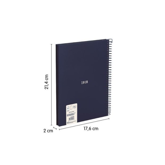 CUADERNO A5 CON ESPIRAL Y TAPA DURA, 80 HOJAS BLANCAS DE 95 GR/M, COLECCIÓN 430 SINCE 1918, AZUL MILAN 57151E80B