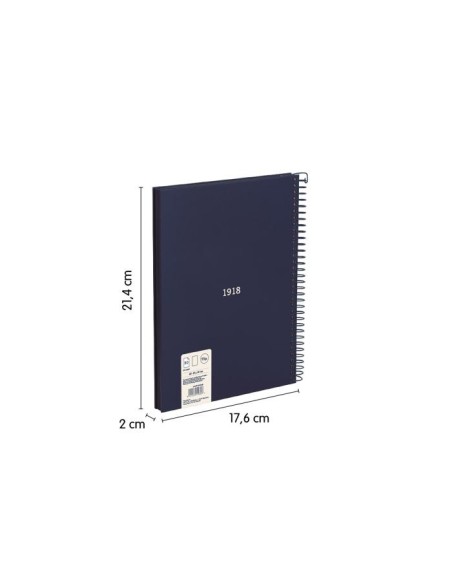 CUADERNO A5 CON ESPIRAL Y TAPA DURA, 80 HOJAS BLANCAS DE 95 GR/M, COLECCIÓN 430 SINCE 1918, AZUL MILAN 57151E80B