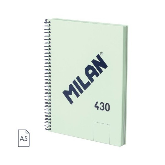 CUADERNO A5 CON ESPIRAL Y TAPA DURA, 80 HOJAS BLANCAS DE 95 GR/M, COLECCIÓN 430 SINCE 1918, VERDE MILAN 57151E80GR