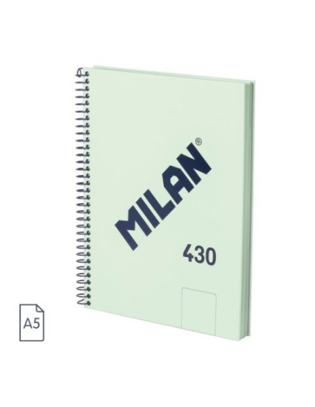 CUADERNO A5 CON ESPIRAL Y TAPA DURA, 80 HOJAS BLANCAS DE 95 GR/M, COLECCIÓN 430 SINCE 1918, VERDE MILAN 57151E80GR
