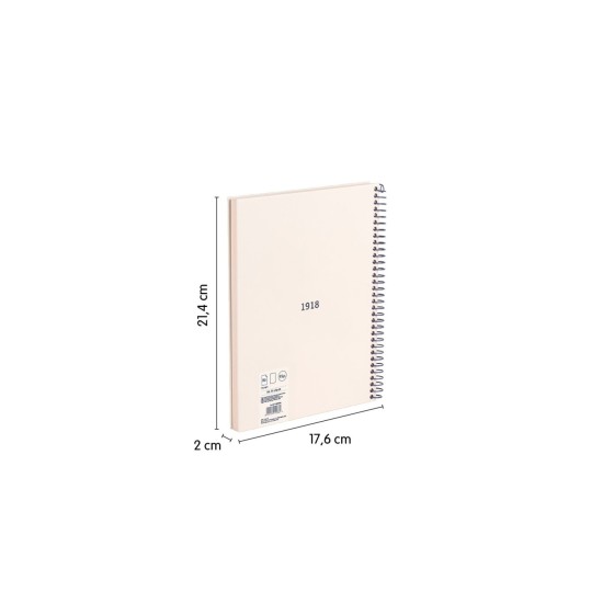 CUADERNO A5 CON ESPIRAL Y TAPA DURA, 80 HOJAS BLANCAS DE 95 GR/M, COLECCIÓN 430 SINCE 1918, BEIGE MILAN 57151E80BG