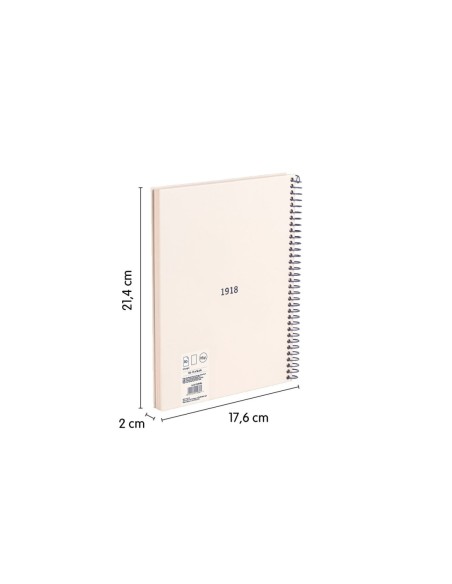 CUADERNO A5 CON ESPIRAL Y TAPA DURA, 80 HOJAS BLANCAS DE 95 GR/M, COLECCIÓN 430 SINCE 1918, BEIGE MILAN 57151E80BG