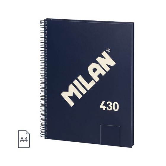 CUADERNO A4 CON ESPIRAL Y TAPA DURA, 80 HOJAS BLANCAS DE 95 GR/M, COLECCIÓN 430 SINCE 1918, AZUL MILAN 57141E80B