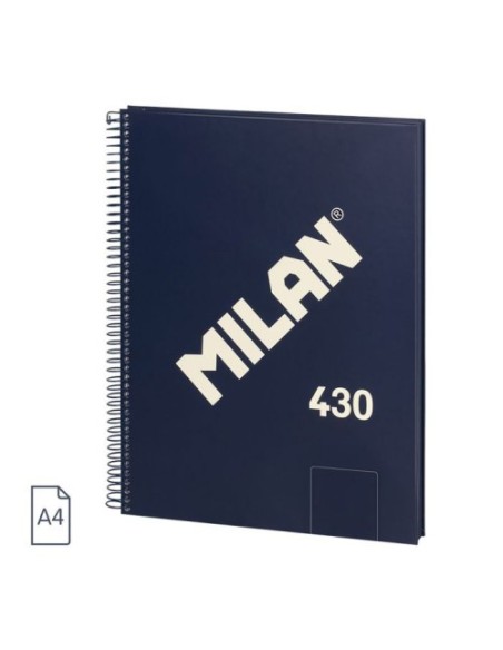 CUADERNO A4 CON ESPIRAL Y TAPA DURA, 80 HOJAS BLANCAS DE 95 GR/M, COLECCIÓN 430 SINCE 1918, AZUL MILAN 57141E80B
