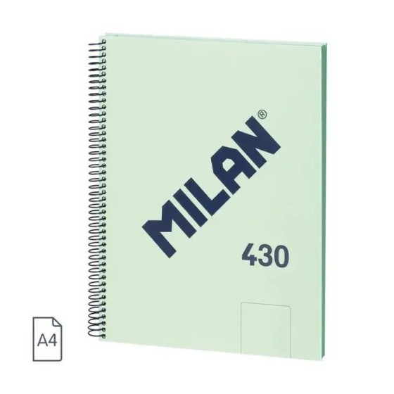 CUADERNO A4 CON ESPIRAL Y TAPA DURA, 80 HOJAS BLANCAS DE 95 GR/M, COLECCIÓN 430 SINCE 1918, VERDE MILAN 57141E80GR