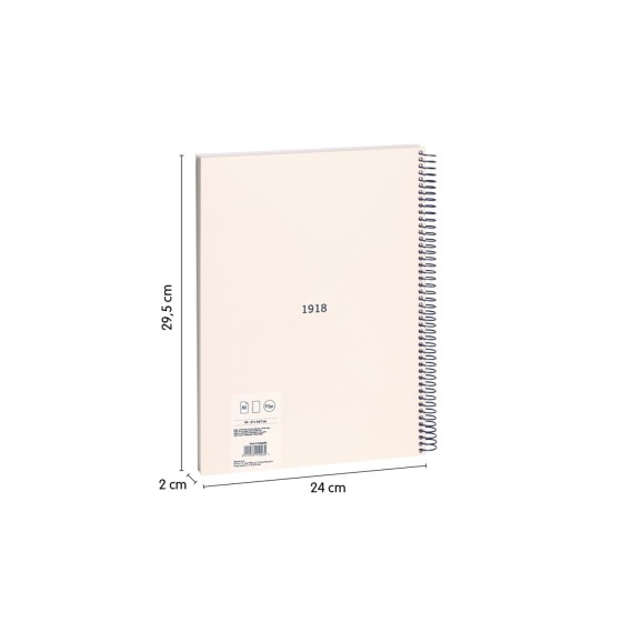 CUADERNO A4 CON ESPIRAL Y TAPA DURA, 80 HOJAS BLANCAS DE 95 GR/M, COLECCIÓN 430 SINCE 1918, BEIGE MILAN 57141E80BG