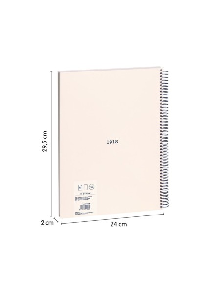 CUADERNO A4 CON ESPIRAL Y TAPA DURA, 80 HOJAS BLANCAS DE 95 GR/M, COLECCIÓN 430 SINCE 1918, BEIGE MILAN 57141E80BG