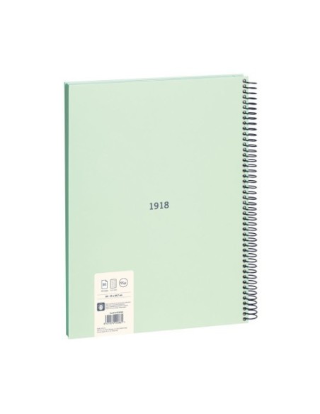 LIBRETA CON ESPIRAL, PAPEL CUADRICULADO, 80 HOJAS A4, SERIE 1918, VERDE MILAN 57143E80GR