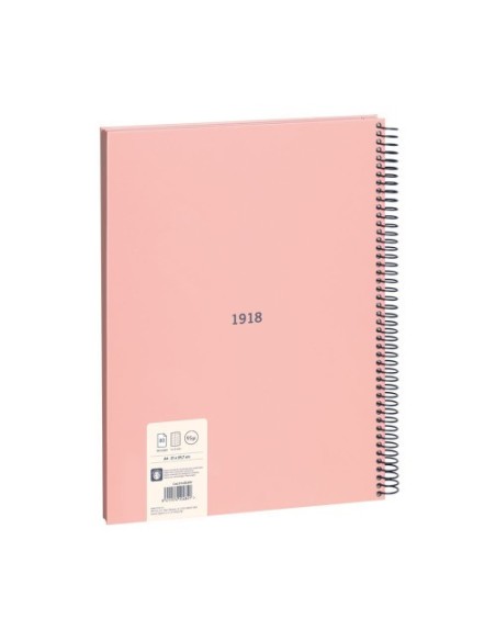 LIBRETA CON ESPIRAL, PAPEL CUADRICULADO, 80 HOJAS A4, SERIE 1918, ROSA MILAN 57143E80P