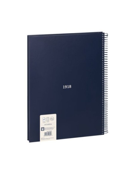 LIBRETA CON ESPIRAL, PAPEL CUADRICULADO, 80 HOJAS A4, SERIE 1918, AZUL MILAN 57143E80B