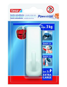 BLISTER GANCHO ADHESIVO XL RECTANGULAR POWERSTRIPS 3KG BLANCO TESA 59029-00001-00