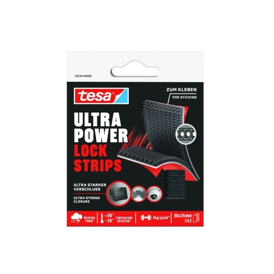 CAJA TIRAS ADHESIVAS CIERRE SETA ULTRA POWER LOCK 4KG 2 PARES 50X25MM TESA 55234-00000-00