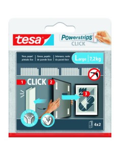 BLISTER TIRAS ADHESIVAS CUELGA OBJETOS POWERSTRIPS CLIK 7,2KG  4 PARES 85X20MM "L" TESA 77722-00001-00