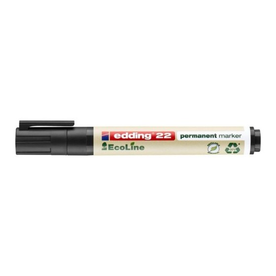 MARCADOR PERMANENTE EDDING ECOLINE 22 COLOR NEGRO EDDING 22-001 (x10 unidades)