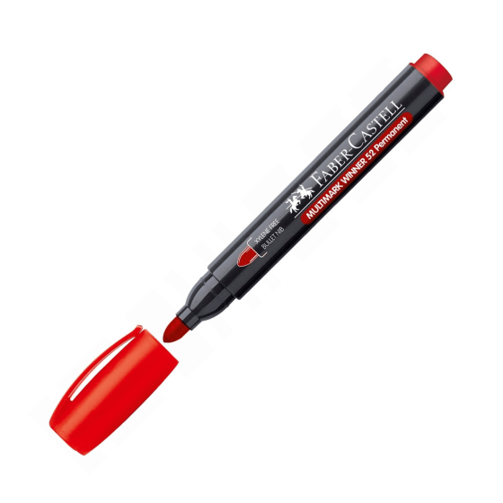 MARCADOR MULTIMARK WINNER 23 ROJO PUNTA CÓNICA Y SIN CLIP FABER CASTELL 453323 (x12 unidades)
